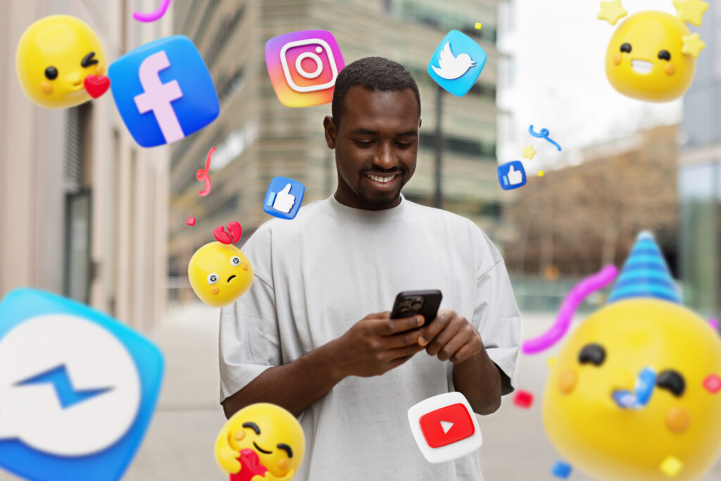man with social media